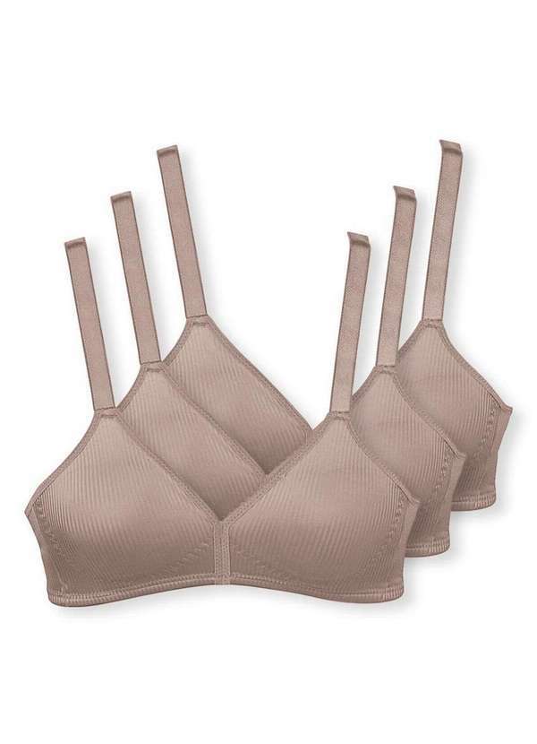 Vista 2 Kit com 3 Sutiãs sem Aro e sem Bojo Moderato Demillus 61100 Bege-Rosado Demillus