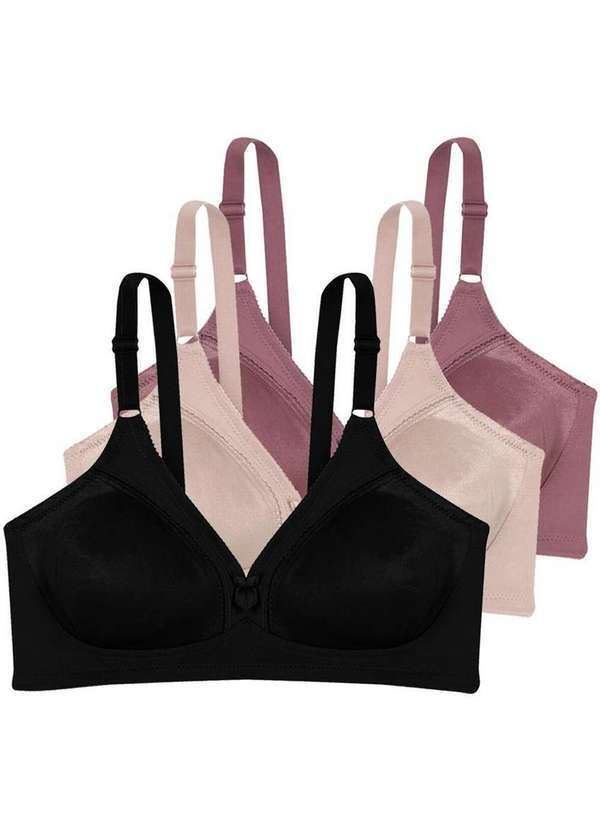 Kit com 3 Sutiãs sem Aro e sem Bojo N Triumph Compliment 24353 Preto-Base-Praliné