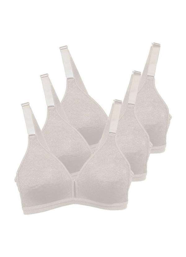 Vista 2 Kit com 3 Sutiãs sem Aro e sem Bojo Olimpo Demillus 61019 Pérola Demillus