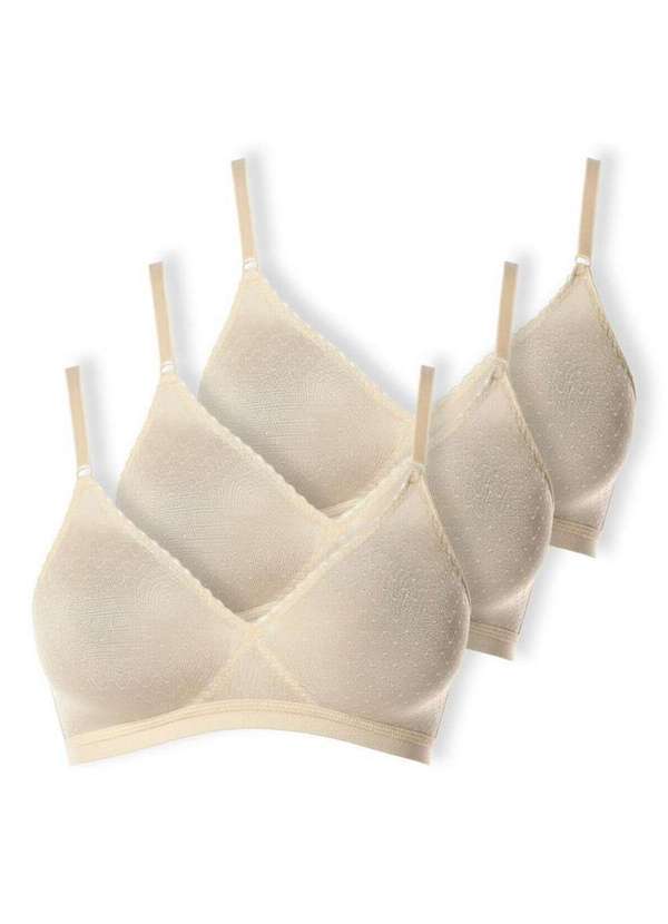 Vista 2 Kit com 3 Sutiãs sem Aro e sem Bojo Poás Demillus 61411 Pérola Demillus