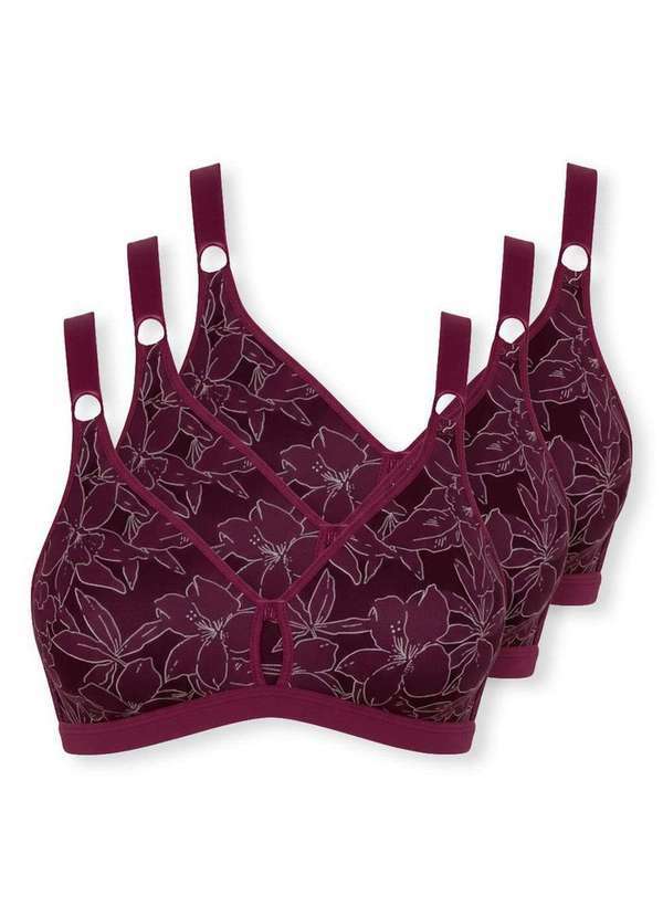 Vista 2 Kit com 3 Sutiãs Sustentação Olimpo Anizete Demillus 61741 Taça B Vinho-Barolo Demillus