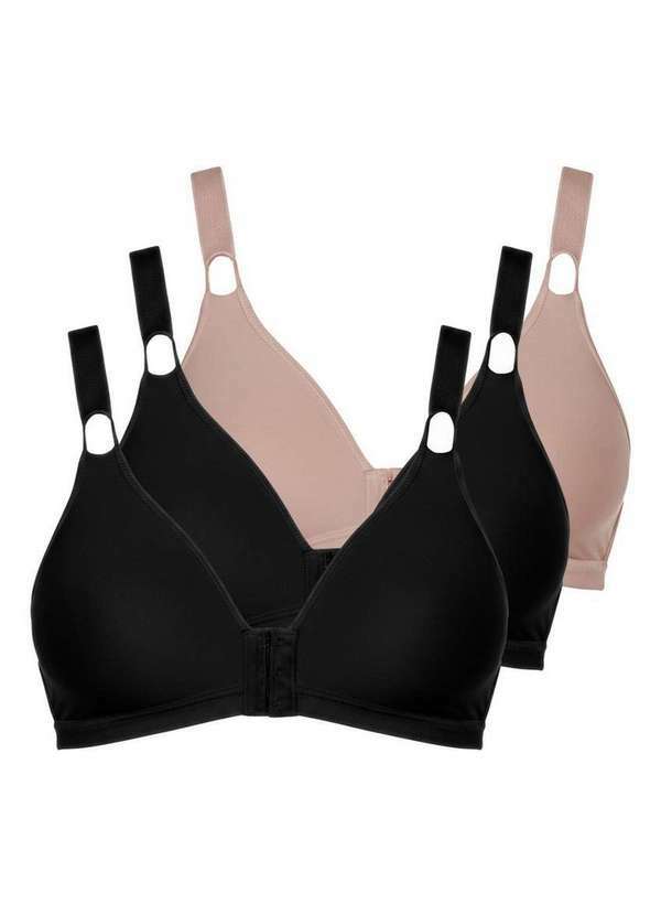 Kit com 3 Sutiãs Sustentação Olimpo Control Demillus 61818 Taça B Preto-Bege-Rosado