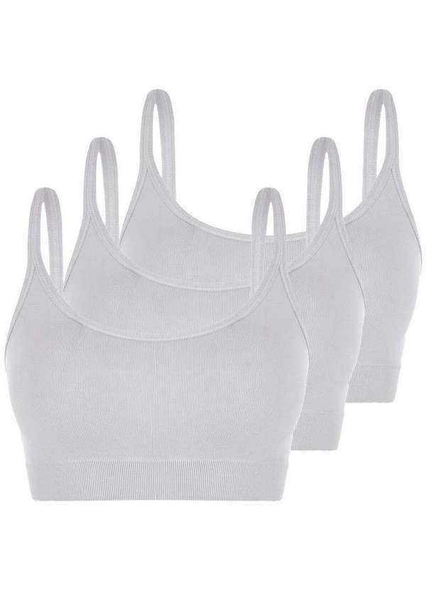 Vista 2 Kit com 3 Tops sem Aro e sem Bojo Loba 41018-001 Branco Lupo Lupo