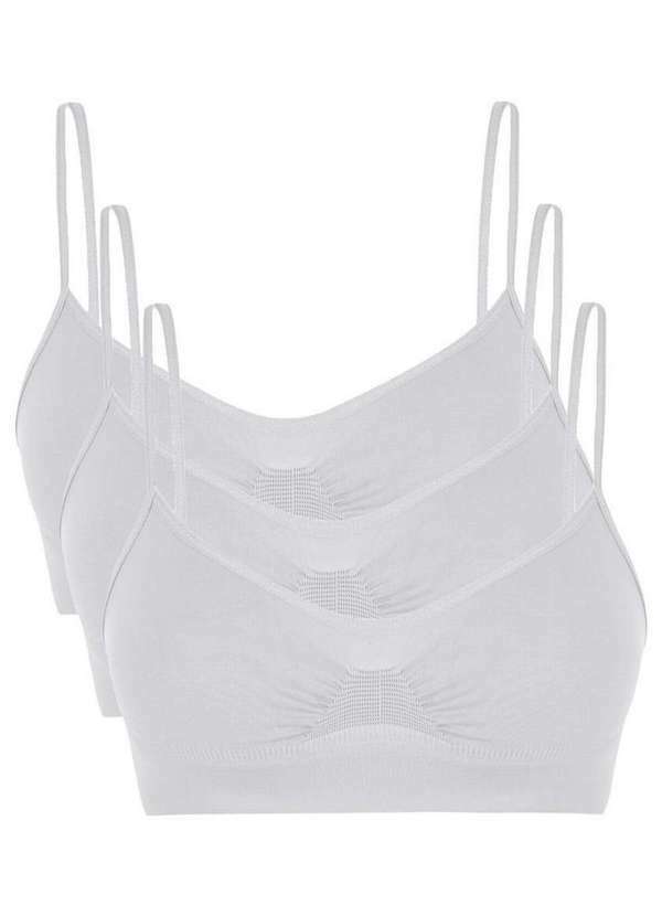 Vista 2 Kit com 3 Tops sem Aro e sem Bojo Loba 41100-001 Branco Lupo Lupo
