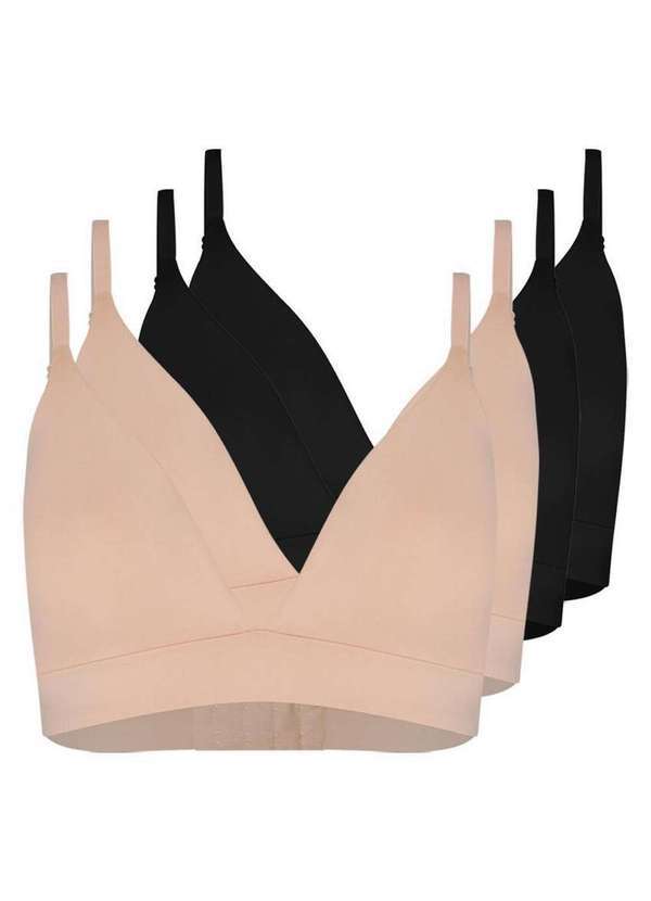 Vista 2 Kit com 4 Sutiãs sem Aro com Bojo Removível Hope 274840 Bege-Ballet-Preto Hope