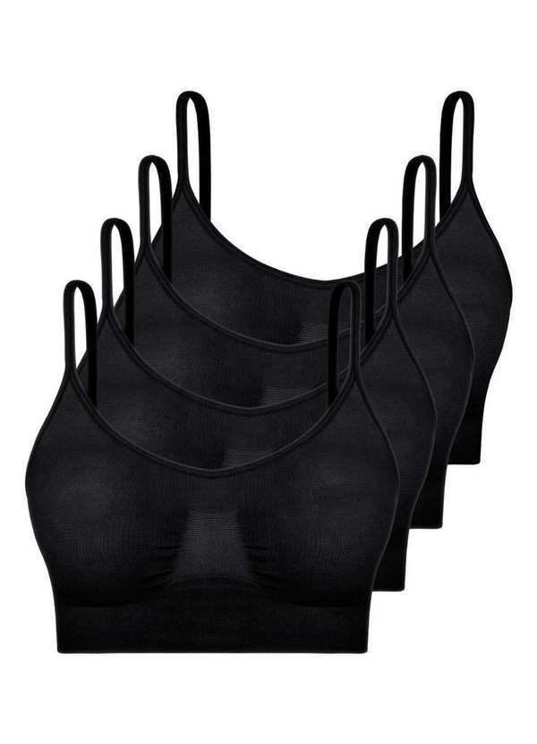 Kit com 4 Top sem Aro e sem Bojo Hope S21020 Preto
