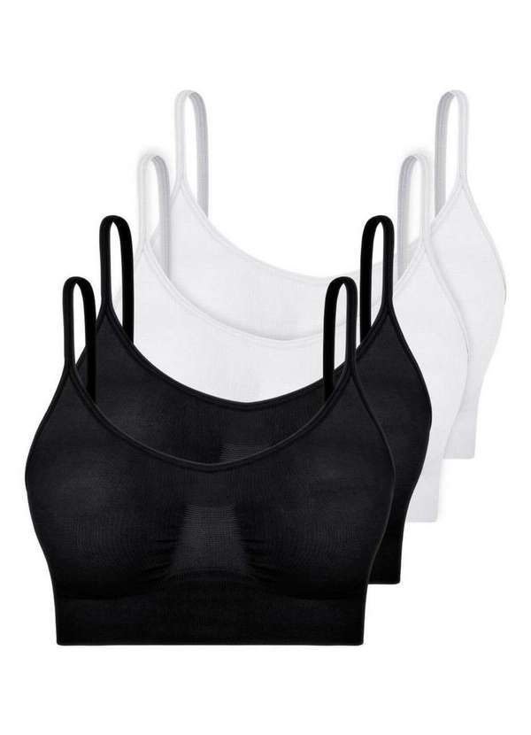 Kit com 4 Top sem Aro e sem Bojo Hope S21020 Preto-Branco