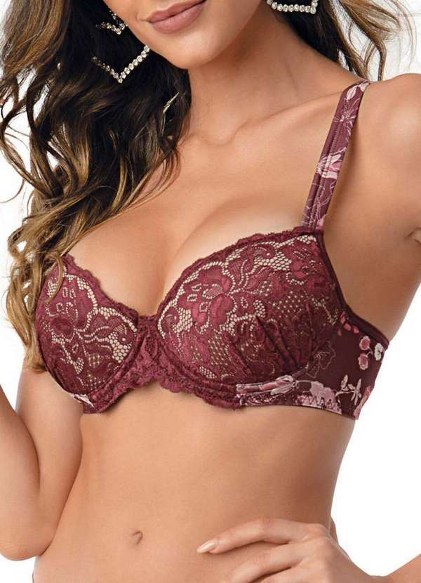 Vista 2 Sutiã com Aro e Bojo Sisi Demillus 67162 50-Vinho-Barolo Demillus