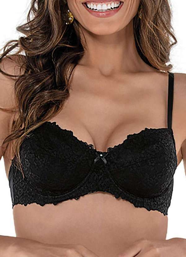 Vista 2 Sutiã com Aro e sem Bojo Vanille Demillus 64042 27-Preto Demillus