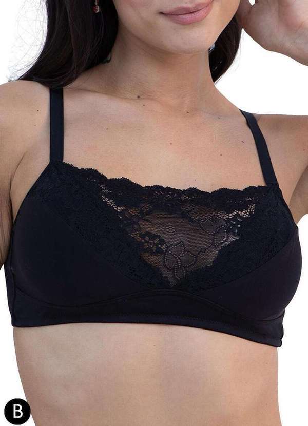 Vista 2 Sutiã Mastectomia Darling 424.22 Taça B Pre-Preto Darling