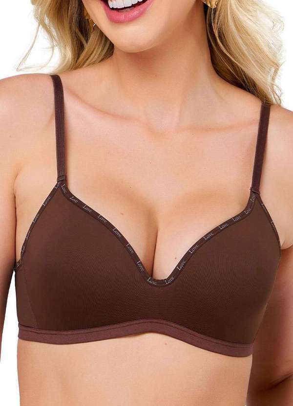 Vista 2 Sutiã sem Aro com Bojo Push Up Love Secret 838103 082-Deep-Brown Love Secret