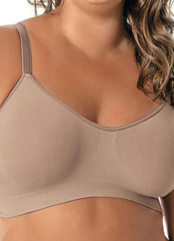 Vista 2 Top sem Aro e sem Bojo Ultraleve Demillus 61146 Plus Size 55-Bege-Rosado Demillus
