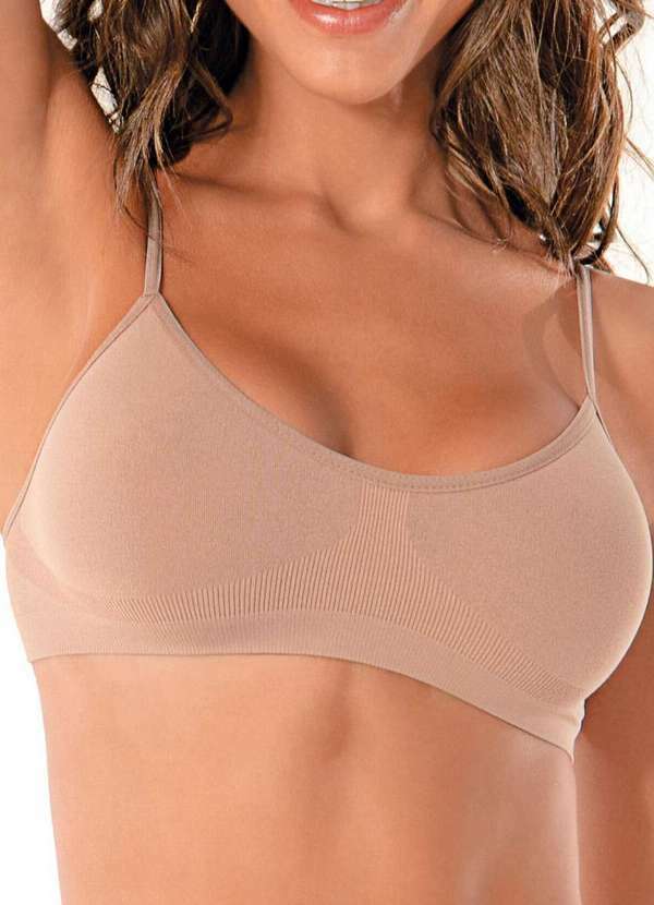 Vista 2 Top sem Aro e sem Bojo Ultraleve Demillus 61400 55-Bege-Rosado Demillus
