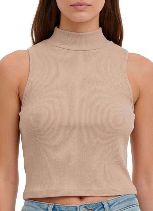 Blusa Feminina Cropped Enfim Bege