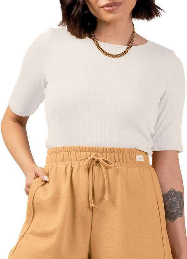 Blusa Feminina Cropped Marialicia Bege