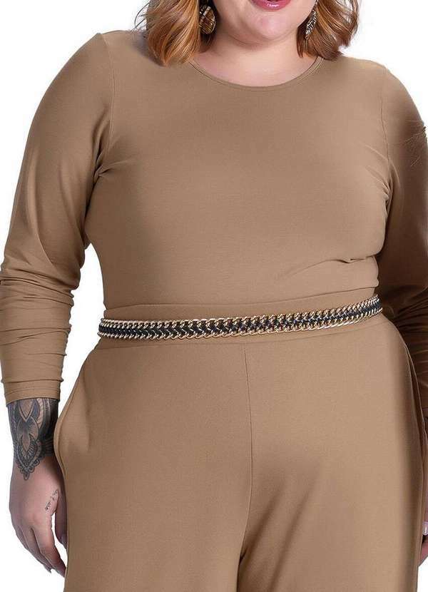 Blusa Feminina Marialicia Marrom Plus Size