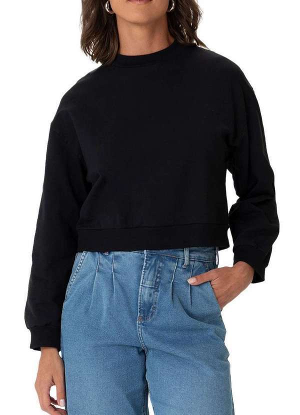 Blusa Feminina Moletom Malwee Preto
