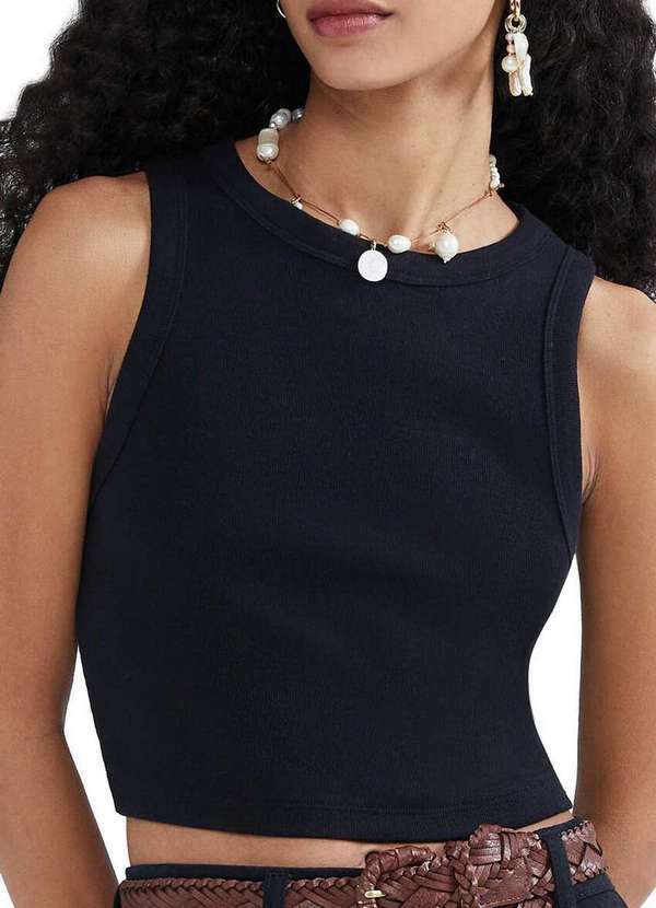 Blusa Feminina Regata Cropped Hering Preto