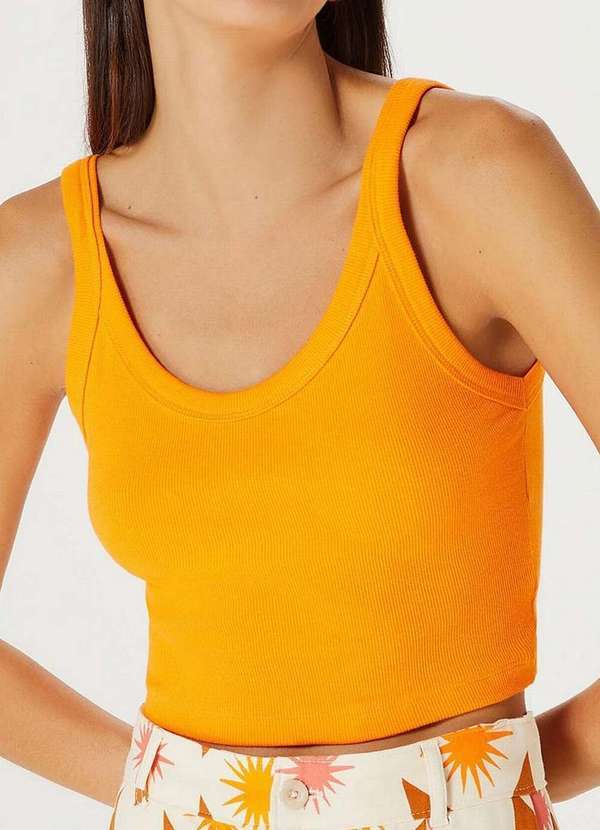 Blusa Feminina Regata Cropped Hering Amarelo