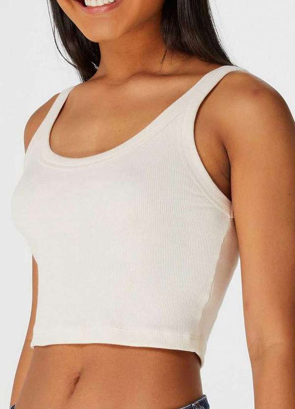 Blusa Feminina Regata Cropped Hering Bege