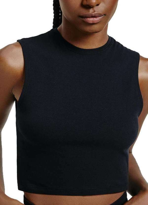 Blusa Feminina Regata Cropped Hering Preto