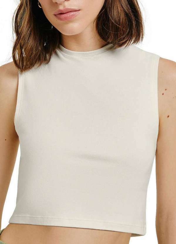 Blusa Feminina Regata Cropped Hering Bege