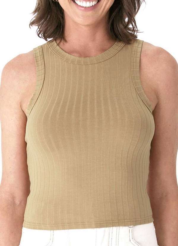 Vista 2 Blusa Feminina Regata Cropped Malwee 1000113554 70032-Bege Malwee
