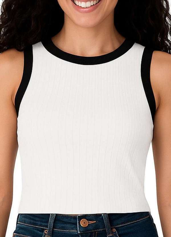 Vista 2 Blusa Feminina Regata Cropped Malwee 1000113554 Be96a-Branco Malwee
