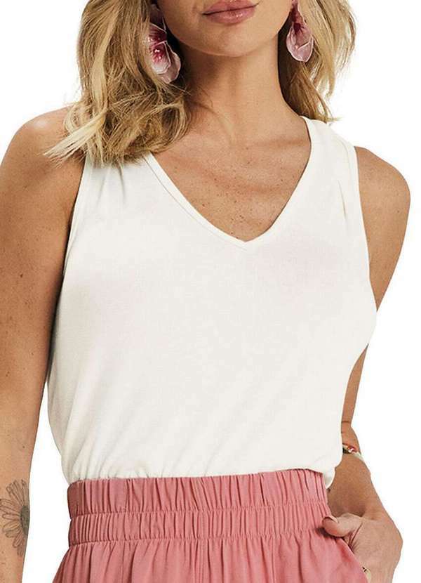 Vista 2 Blusa Feminina Regata Marialicia 184072 2037-Natural Marialícia