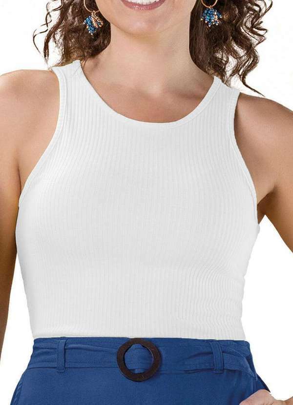 Vista 2 Blusa Feminina Regata Marialicia 52082 2001-Branco Marialícia