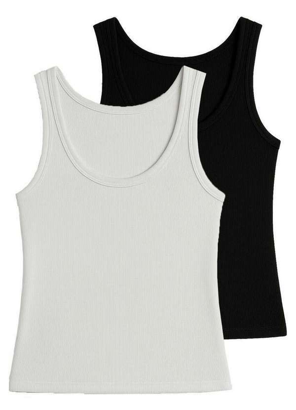 Kit com 2 Blusas Feminina Regata Hering N1te Branco-Preto