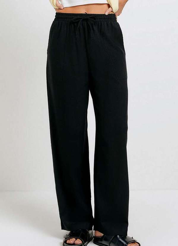 Vista 2 Calça Feminina Pantalona Hering K5cp N10-Preto Hering