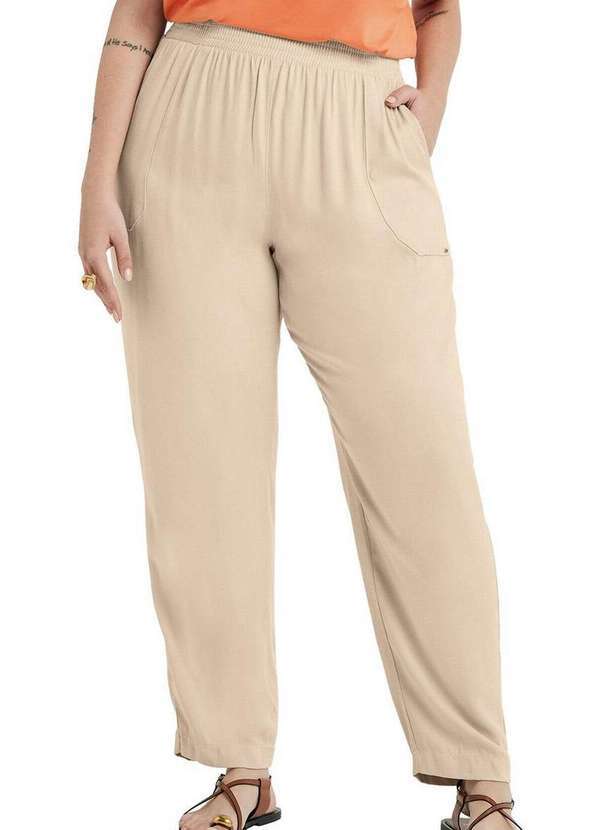 Calça Feminina Reta Marialicia Bege