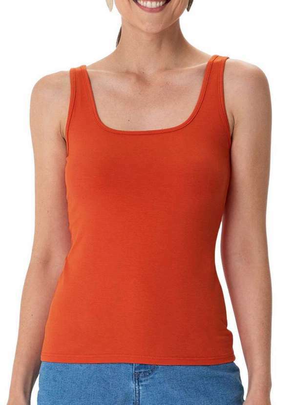 Vista 2 Blusa Feminina Regata Malwee 1000004492 03984-Laranja-Escuro Malwee