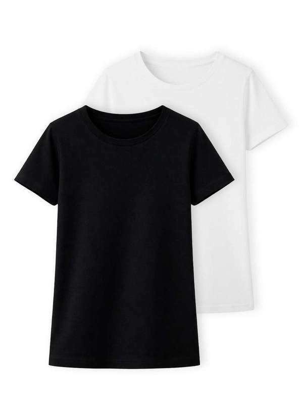 Vista 2 Kit com 2 Camisetas Feminina Hering 0241 Preto-Branco Hering