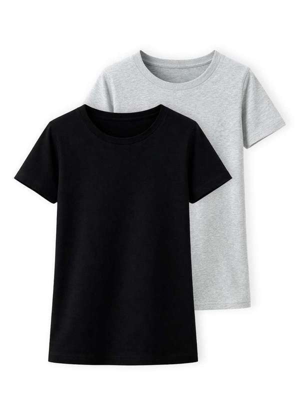 Vista 2 Kit com 2 Camisetas Feminina Hering 0241 Preto-Mescla Hering