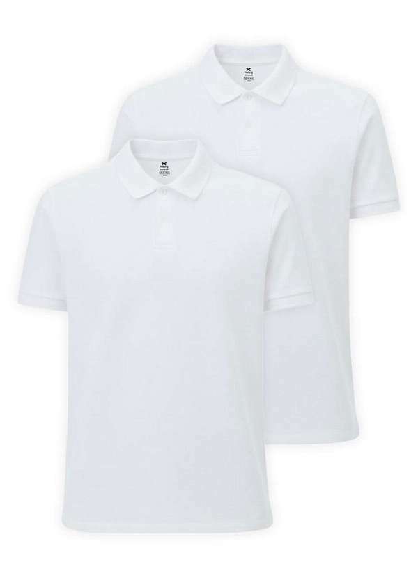Vista 2 Kit com 2 Camisetas Polo Masculina Hering N3a7 Branco Hering