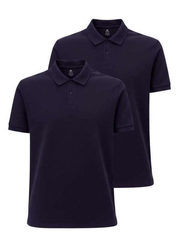 Vista 2 Kit com 2 Camisetas Polo Masculina Hering N3a7 Marinho Hering