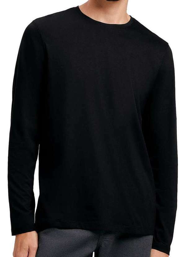 Vista 2 Camiseta Masculina Hering Kg7z Algodão Pima N10-Preto Hering