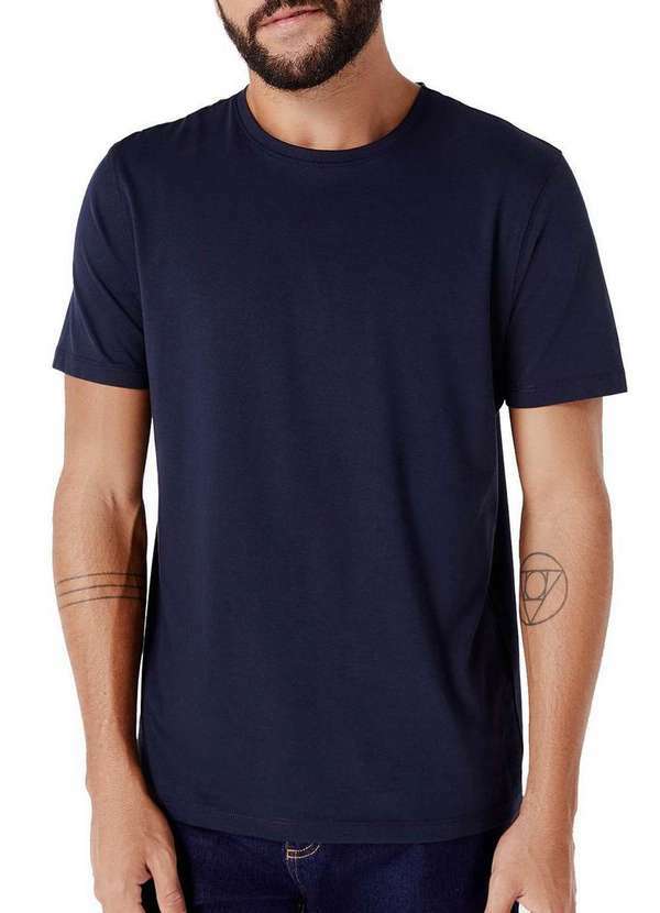 Camiseta Masculina Hering Azul Algodão Pima