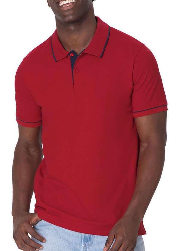 Camiseta Masculina Polo Vermelho Slim Malwee 1000132990