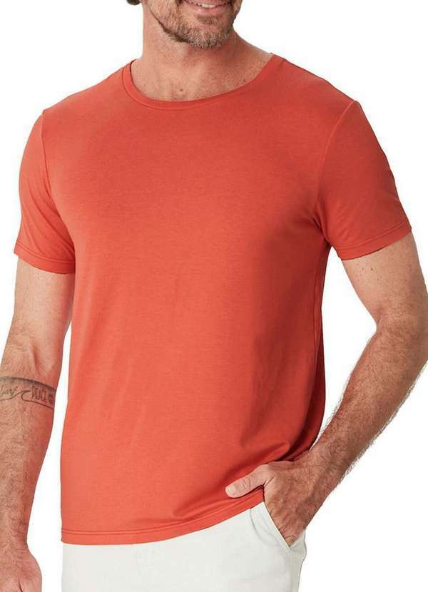 Camiseta Slim Masculina Laranja Malwee 1000137333
