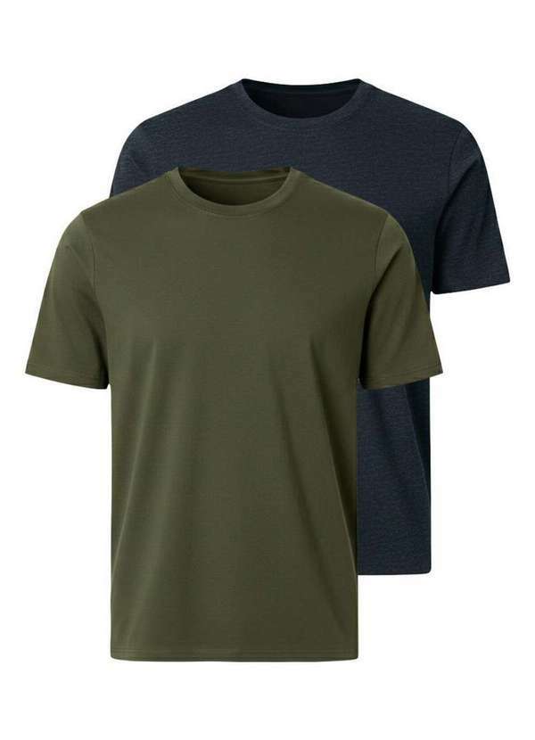 Kit com 2 Camisetas Masculina Hering 0227 Verde-Chumbo