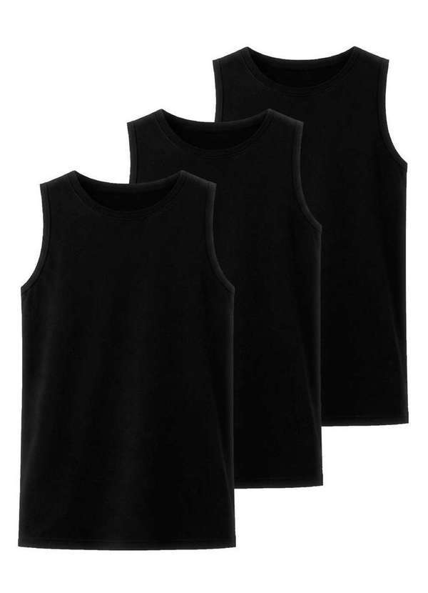 Kit com 3 Camisetas Regata Masculina Hering 0111 Preto
