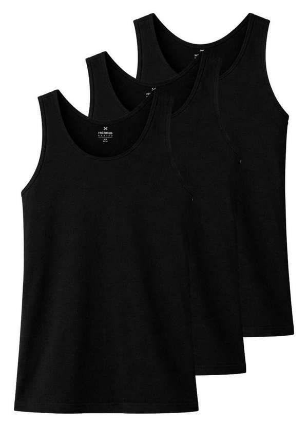 Vista 2 Kit com 3 Camisetas Regata Masculina Hering 0199 Preto Hering