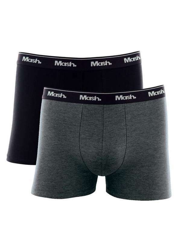 Vista 2 Kit/2 Cueca Boxer Mash 110.04 Cotton Cz06-Preto-Chumbo MASH
