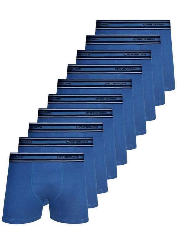 Kit com 10 Cuecas Boxer Lupo 523-003 Azul