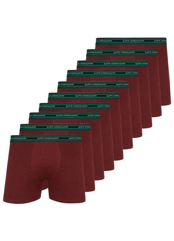 Kit com 10 Cuecas Boxer Lupo 523-003 Marsala