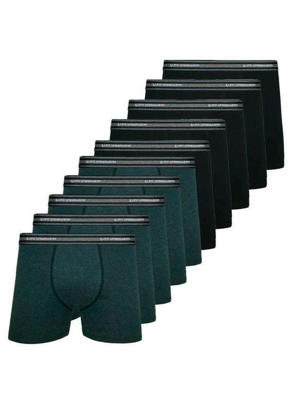 Vista 2 Kit com 10 Cuecas Boxer Lupo 523-088 Chumbo-Preto Lupo