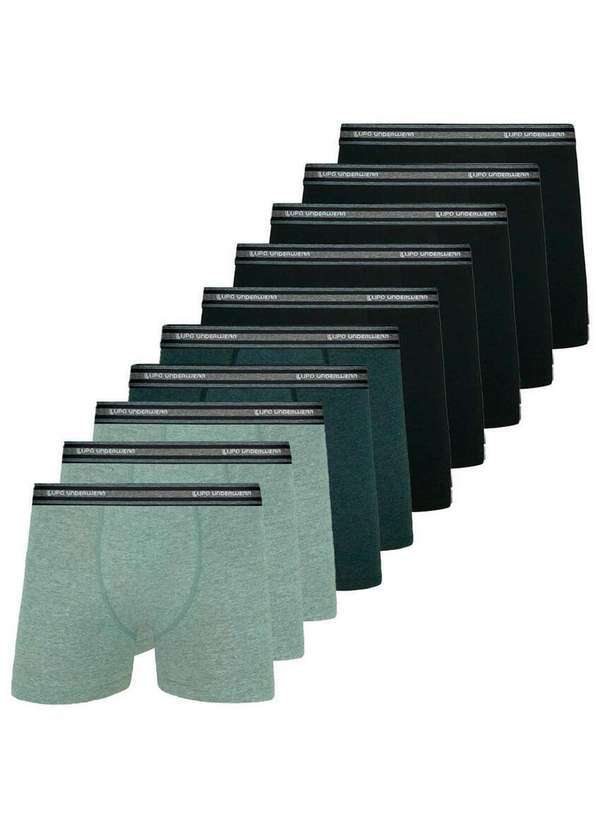 Vista 2 Kit com 10 Cuecas Boxer Lupo 523-088 Mescla-Chumbo-Preto Lupo